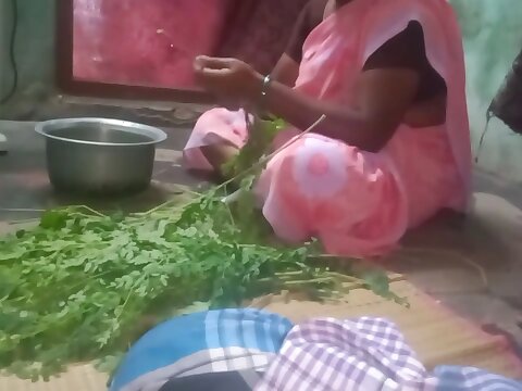 Home working aunty bra-stuffers pressing